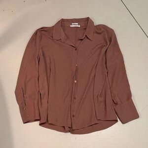 Abercrombie & Fitch Soft Brown Boyfriend Button Down Blouse